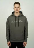 Charcoal grey Saltus Fidei 450 GSM heavy-duty hoodie, 80% cotton/20% polyester, soft-touch, rubberised logo